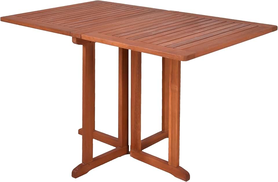 karaca-alisveris - Table de balcon rectangulaire 120x70cm - bois d'eucalyptus FSC, pliable