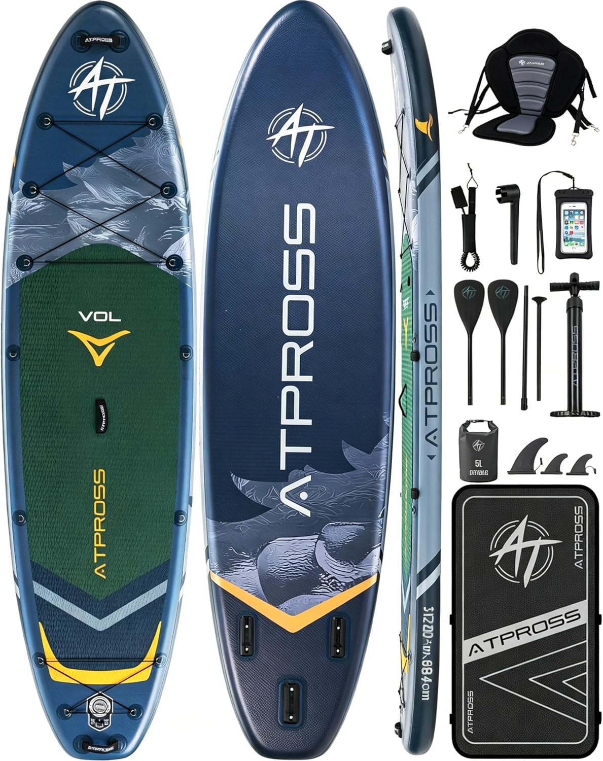 Stand Up Paddle gonflable 320x84cm, 2 places, charge 200kg, siège kayak