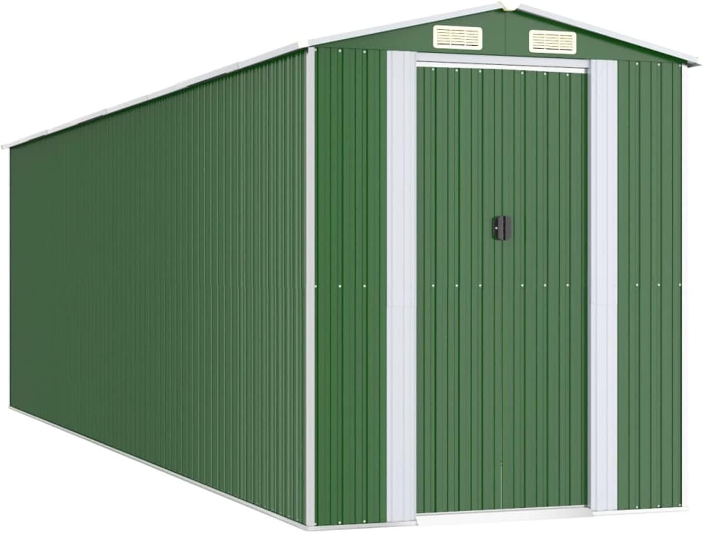Abri de jardin extérieur en acier galvanisé vert 192 x 689 x 223 cm