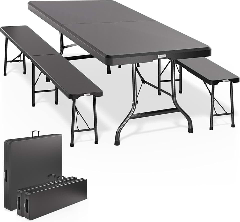 karaca-alisveris - Ensemble table pliante série, 180 cm, 8 personnes terrasse
