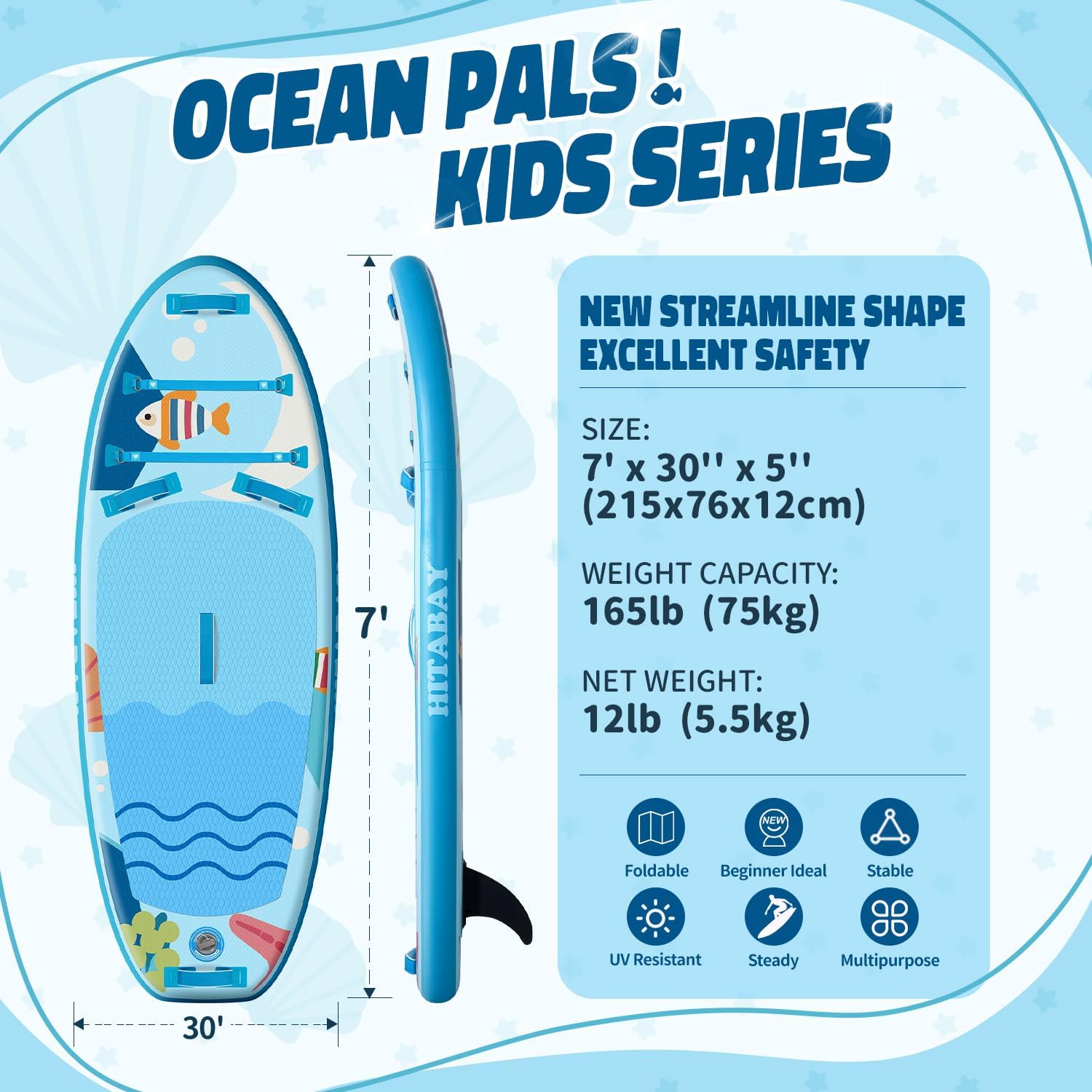 Planche de Surf Gonflable - Accessoire Complet Stand Up Paddle Board Gonflable pour Enfant Jeunesse