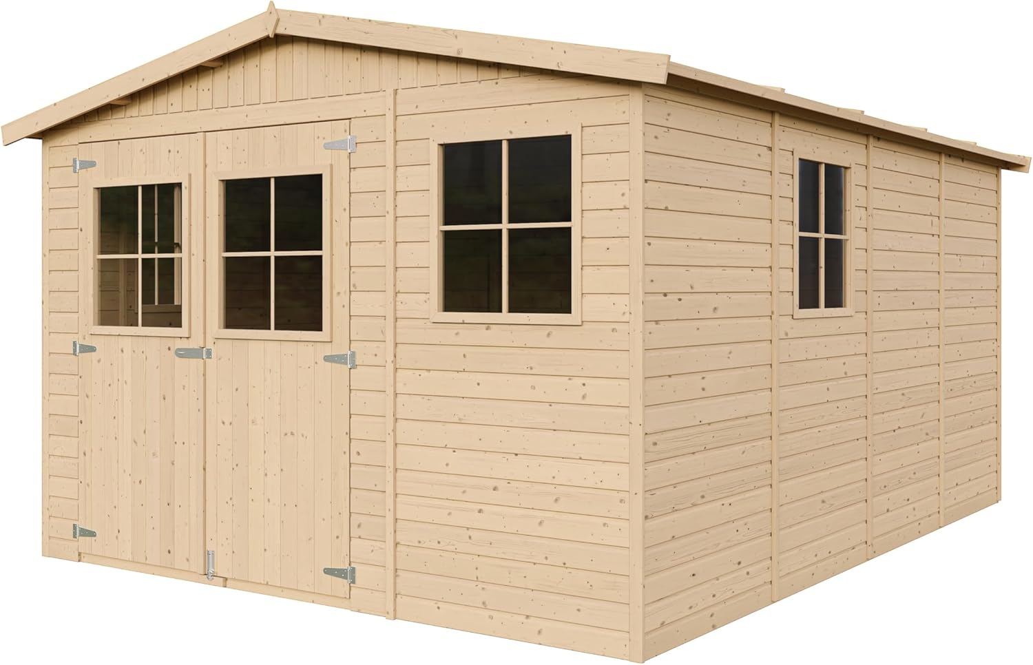 ABRI de Jardin en Bois Exterieur avec Les PLANCHERS IMPRÉGNÉ - en Pin/épicéa- H226x324x416 cm/12 m²- Construction de Panneaux- Rangement pour vélos, Remise à Outils- karaca-alisveris M336+M336G