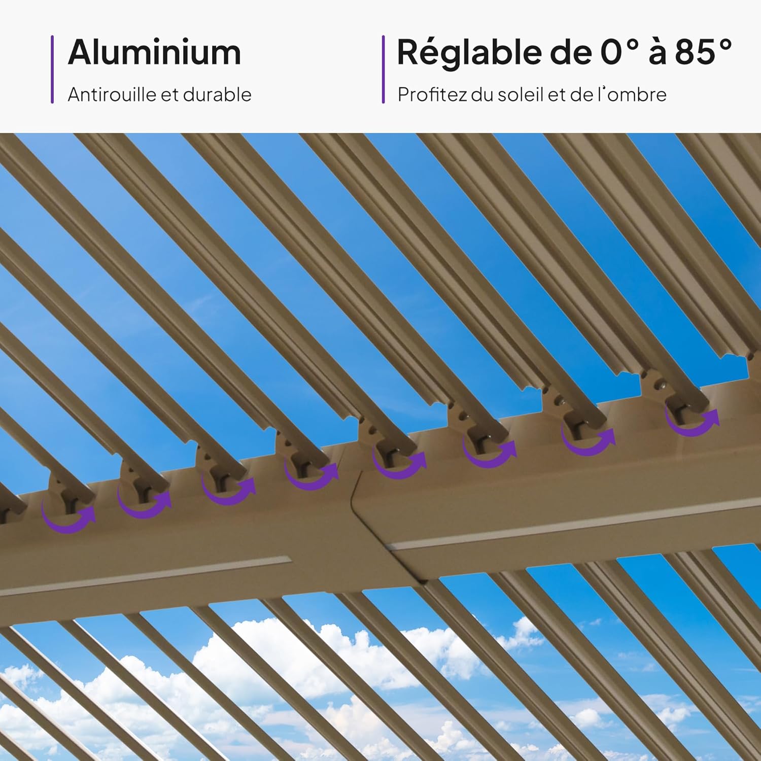 karaca-alisveris - pergola bioclimatique LED - 3x3,65m - alu, lames orientables, étanche