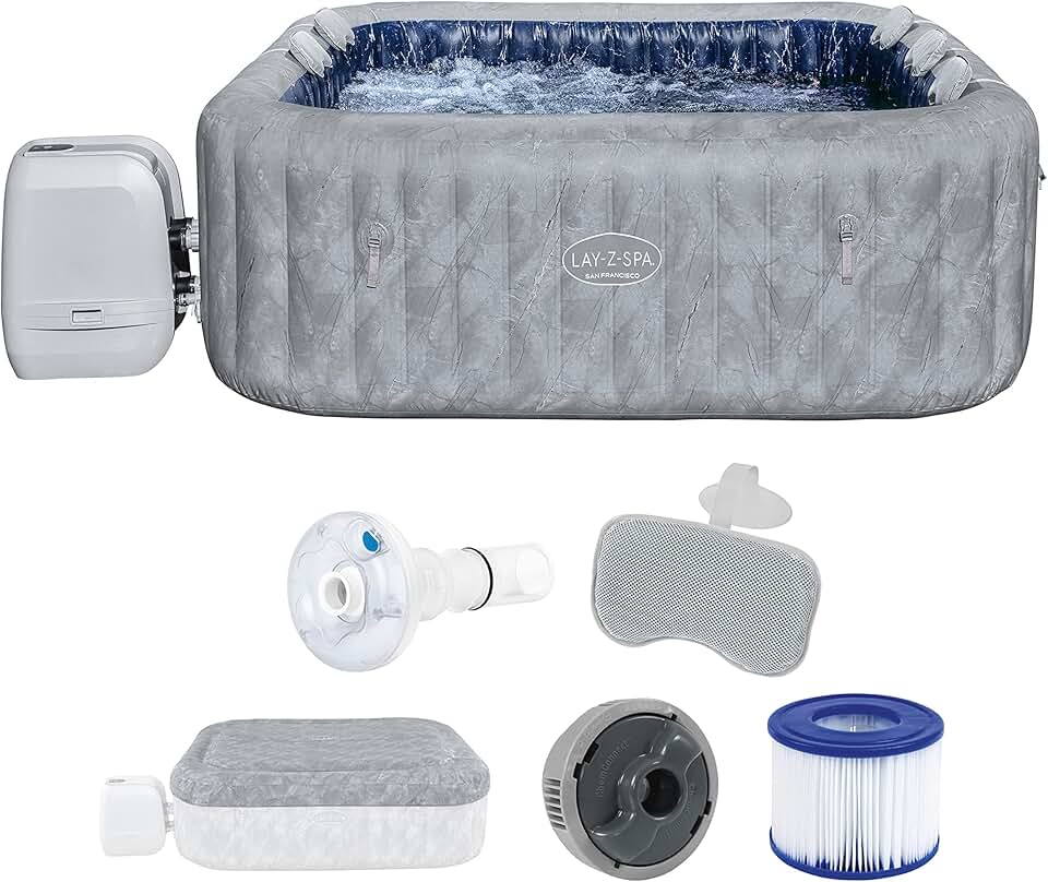 karaca-alisveris - San Francisco HydroJet Pro - 230x230x71 cm - spa gonflable éco, 5-7 pers., contrôle appli