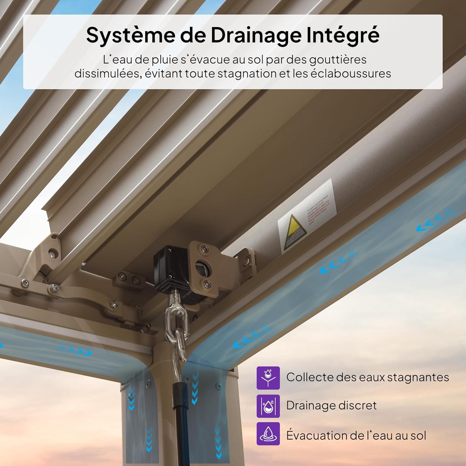 karaca-alisveris - pergola bioclimatique LED - 3x3,65m - alu, lames orientables, étanche