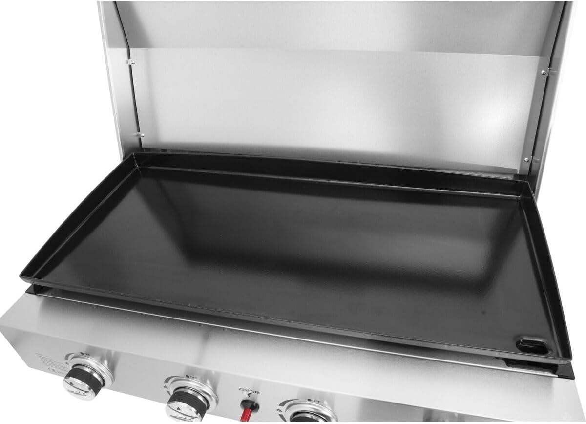 Fasto - plancha à gaz inox 4 brûleurs 10kW gris avec couvercle Fasto