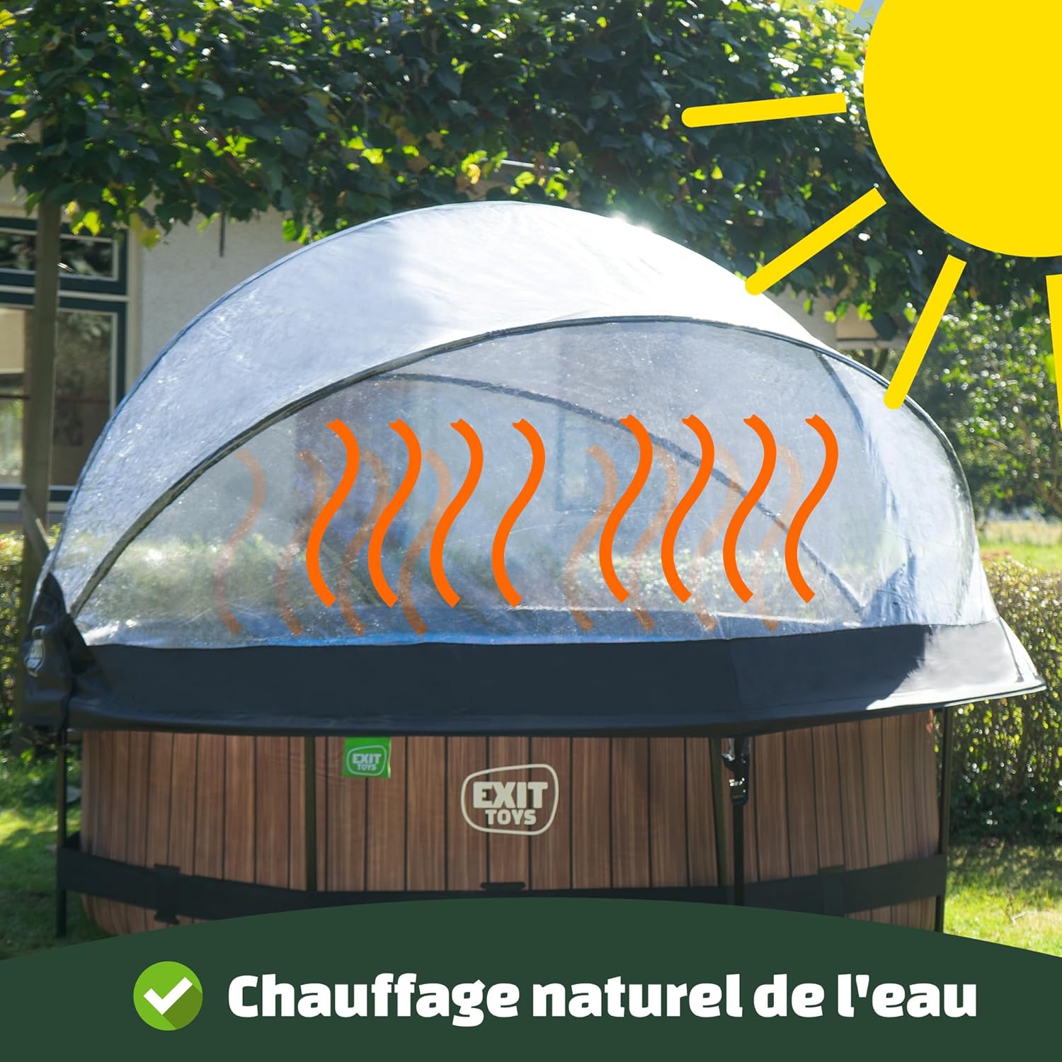 karaca-alisveris Piscine Tubulaire Soft Grey avec Dôme Multifonctionnel - ø360x76cm - Piscine Hors Sol Ronde avec Pompe Filtrante à Cartouche - Entrée Basse - Pour l'Eau de la Piscine Propre et Chaude - Gris