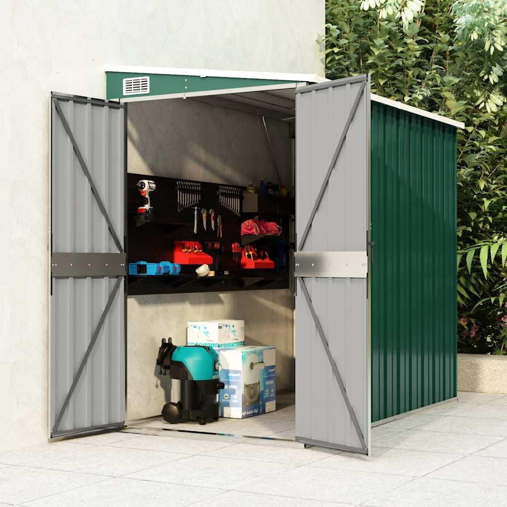 karaca-alisveris Abri de Jardin Mural Vert 118x194x178 cm Acier galvanisé,Structures extérieures, Cabanes & abris de Jardin,316221