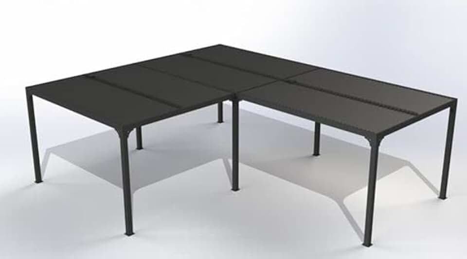 Pergola bioclimatique aluminium en L, 32,63 m², XXL, grande taille
