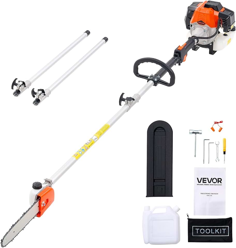 karaca-alisveris - élagueuse thermique sur perche 43cc - 2,08-3,58m - sans fil, guide 25,4cm, réservoir 850ml