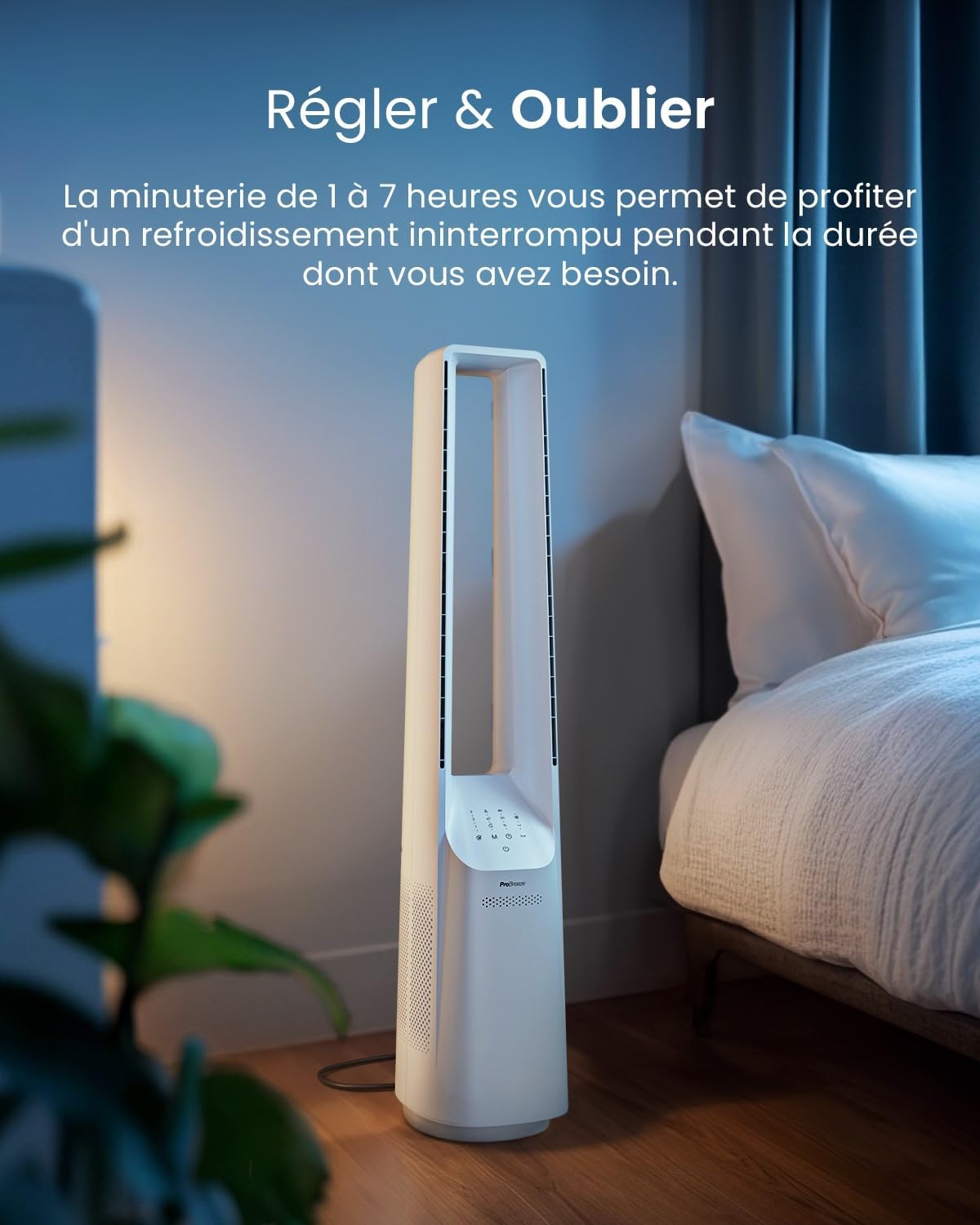 karaca-alisveris - Ventilateur colonne, 101 cm - 6 vitesses, oscillation 60°, silencieux