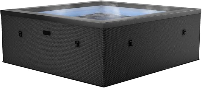 karaca-alisveris - Spa - Celestia - Semi-Rigide Carré 6 Places – Construction Portable en Mousse, Chauffage intégré et Couverture économe en énergie – Volume 1100l - Ø180xH70cm - Charcoal Black