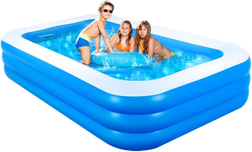 karaca-alisveris - Piscine gonflable 3 anneaux - 205x125x45 cm - usage intérieur/extérieur