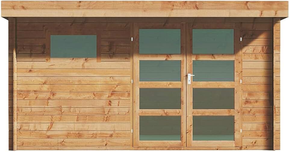 karaca-alisveris - abri de jardin bois toit plat 13m² 28mm épais CORALIO