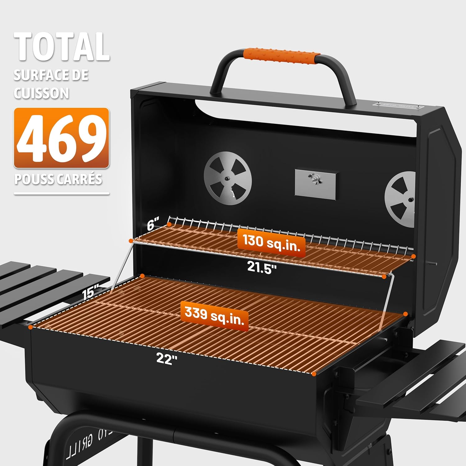 karaca-alisveris 23 pouces barbecue pentagonal, chromé, 469 Sq In-23 Pouces