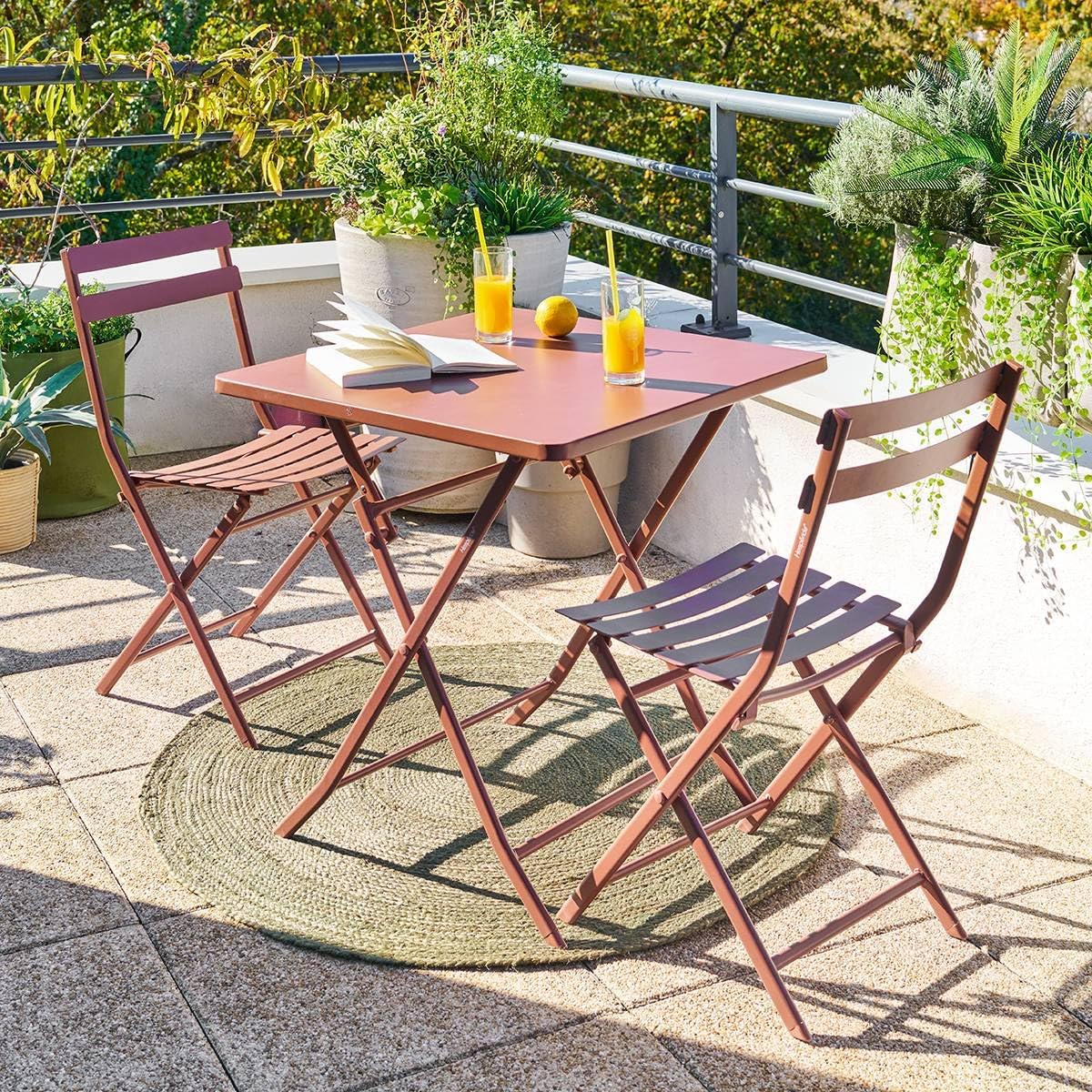 karaca-alisveris - Greensboro - 2 places 70x70cm - table pliante acier acajou