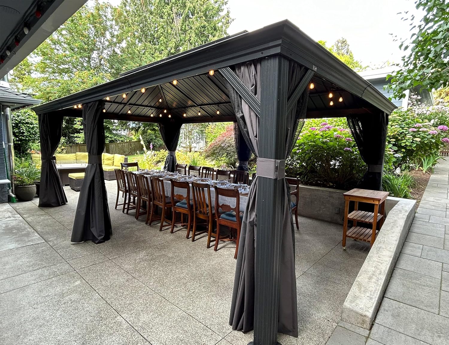 karaca-alisveris - Pergola Série 6x4,25m - alu, leds, rideaux, gouttière
