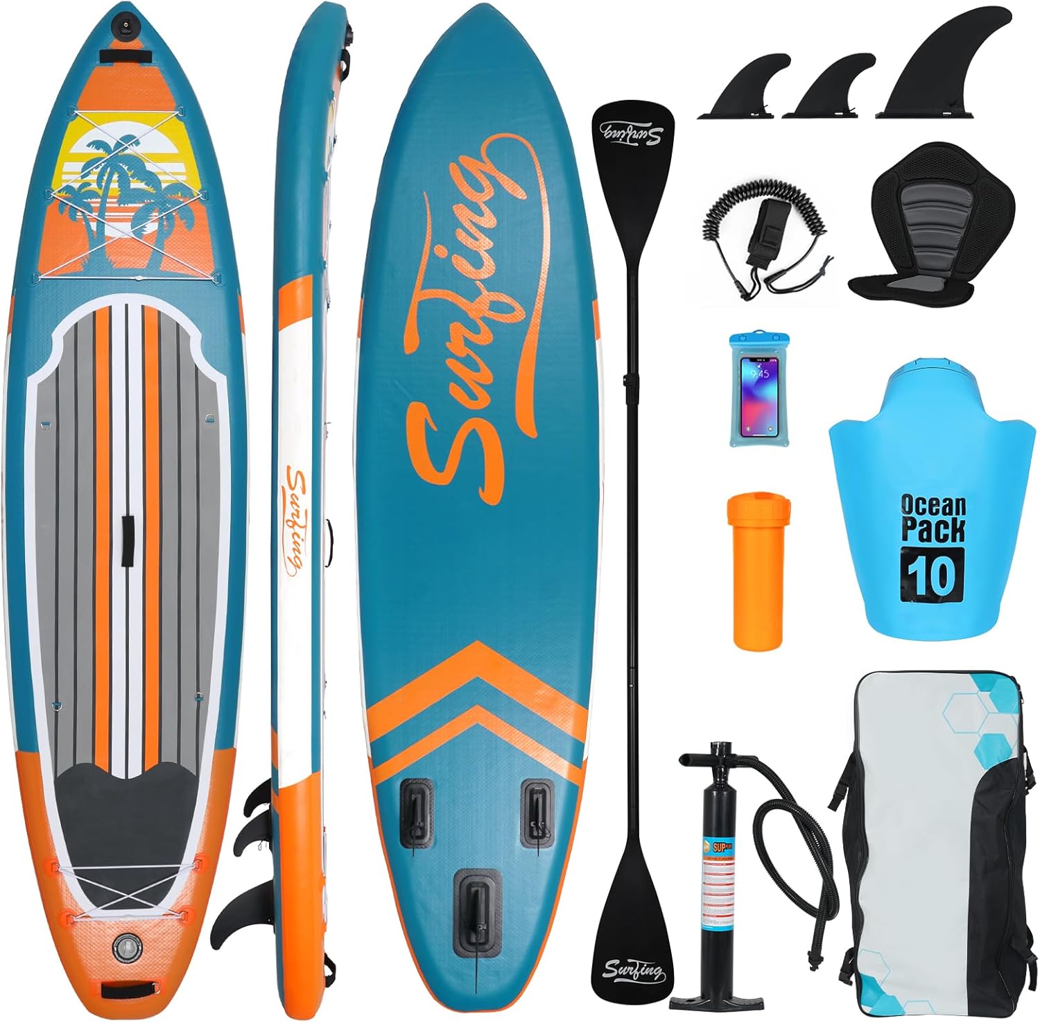 karaca-alisveris - Paddle gonflable adulte - 320/335cm - 2 personnes, siège kayak, pagaie alu, caméra, pompe, 150kg