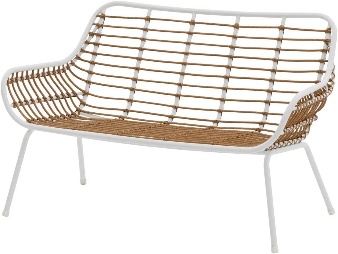 karaca-alisveris - Paopao Salon de Jardin - 4 places - acier epoxy, pieds ajustables - Blanc et Beige