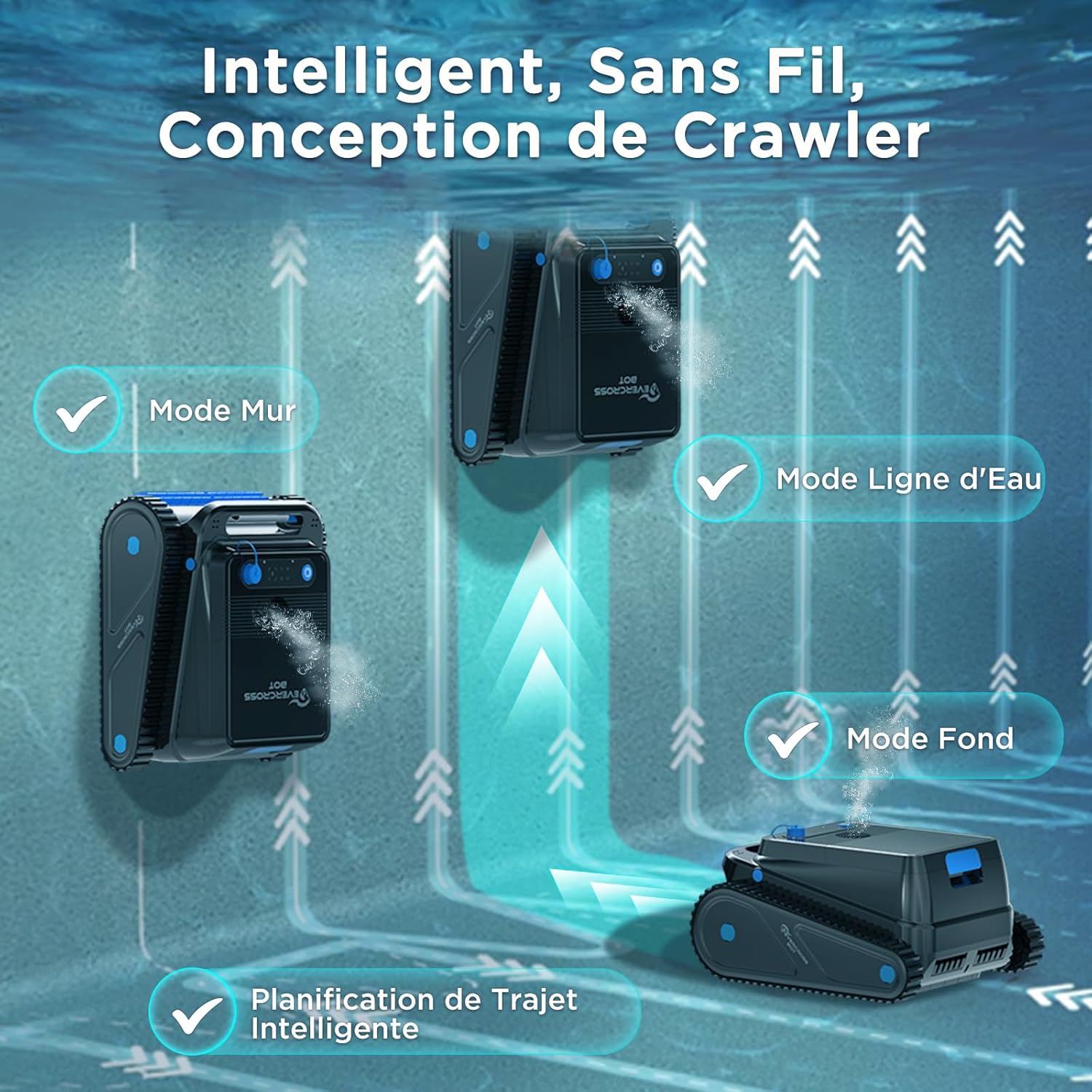 U8 Robot piscine - Sans fil, 120min, appli, 200㎡, U8