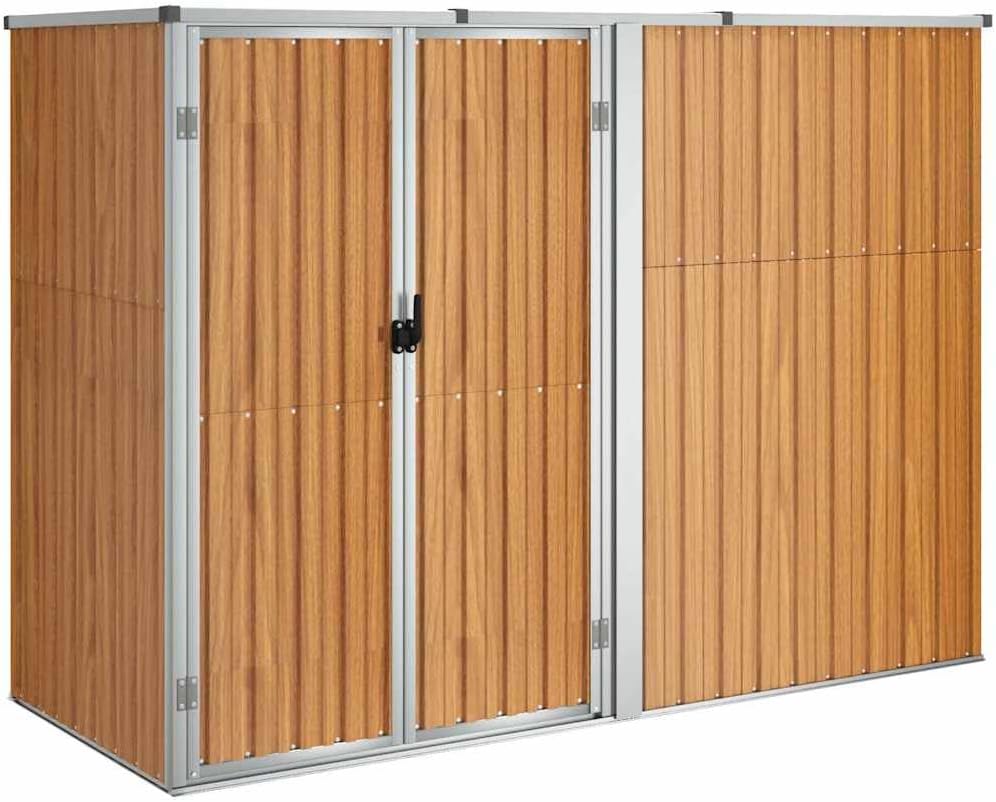 Abri de jardin marron 225x89x161 cm acier galvanisé robuste 36.62KG