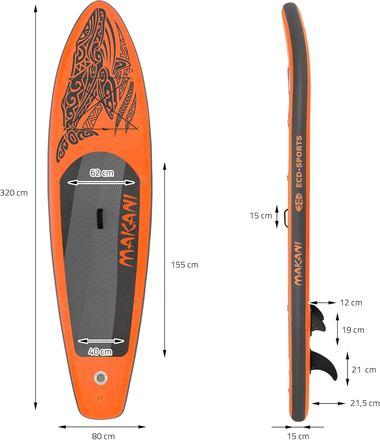 karaca-alisveris - Stand Up Paddle Série - 305/308/320/380 cm - PVC, 120/150 kg, ép. 10/15 cm