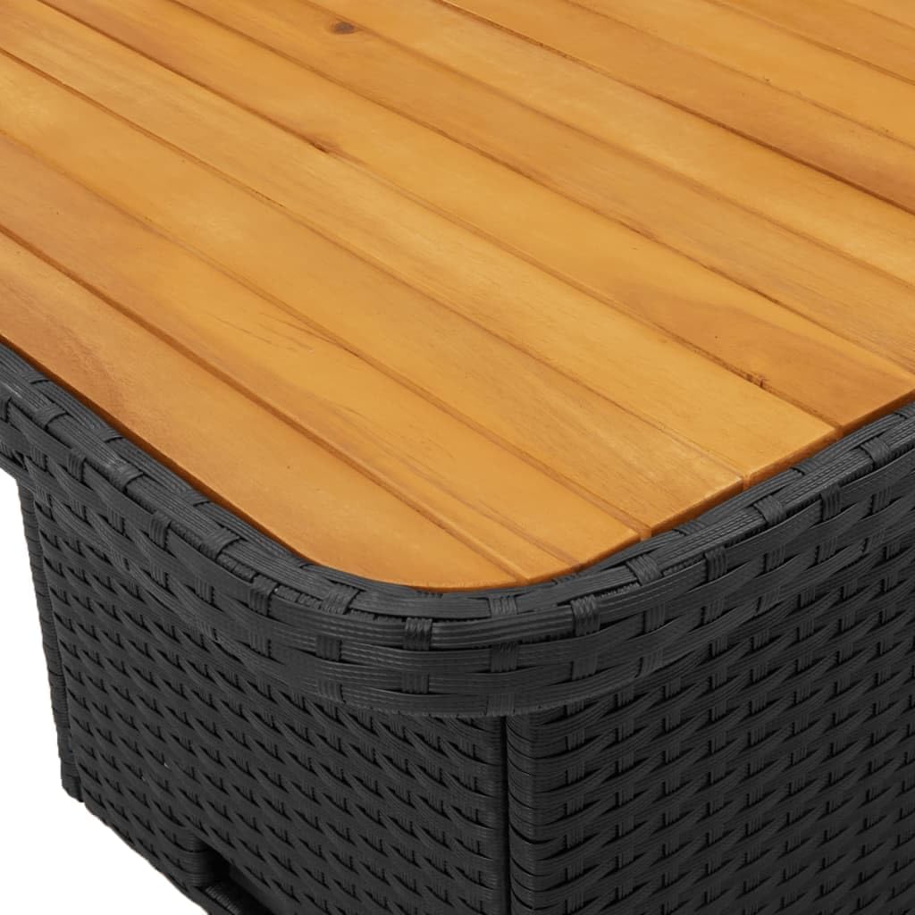 Table de jardin - 90x55x71 cm - résine tressée, bois acacia