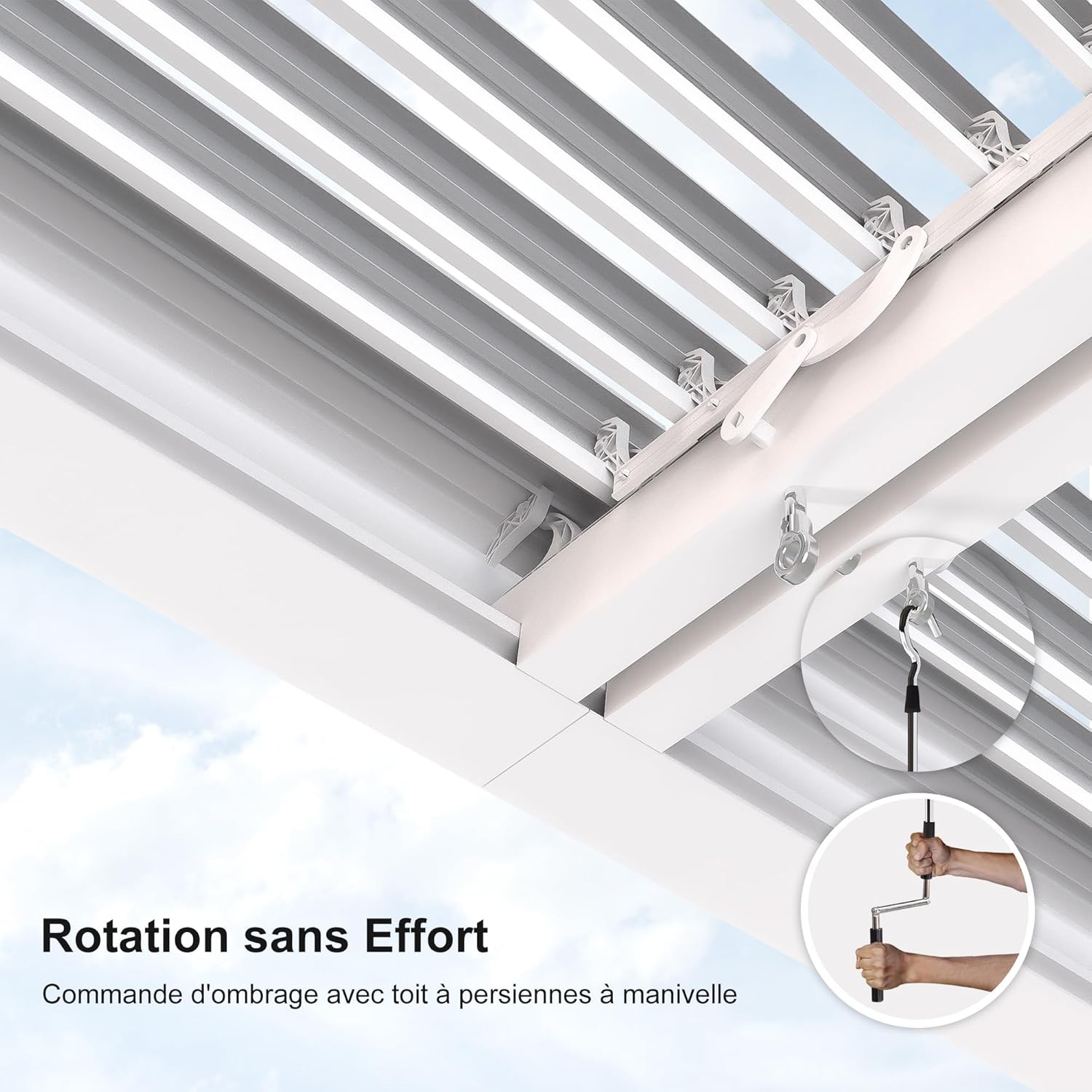 karaca-alisveris - Pergola bioclimatique 4,84x3,68m alu, LED, gouttières