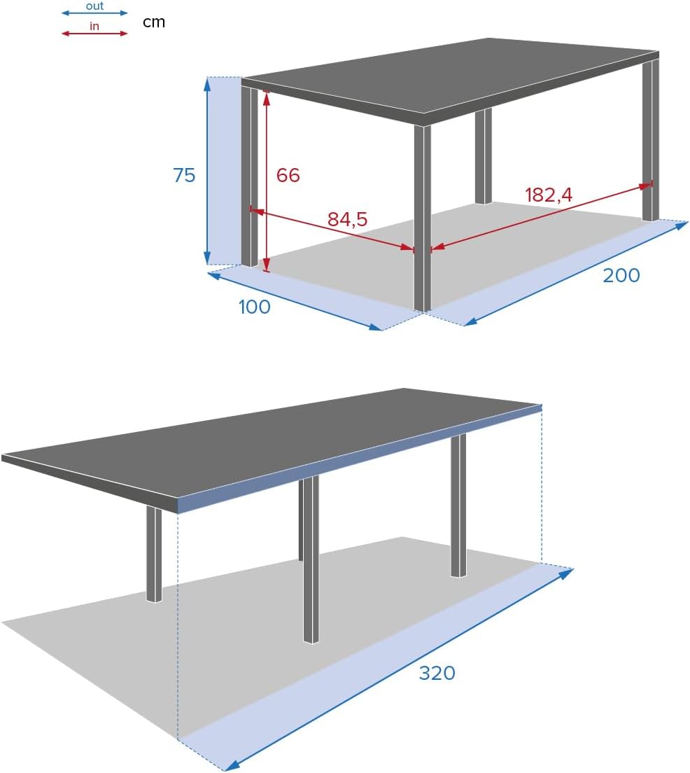 karaca-alisveris - Piazza extensible - 12 places - aluminium/verre renforcé - gris graphite