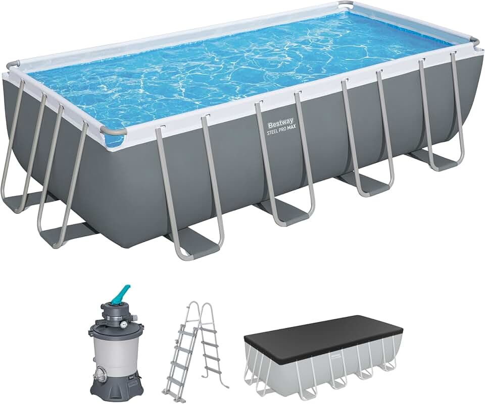 karaca-alisveris Steel Pro Max Kit Piscine Hors Sol - 488 cm x 244 cm x 122 cm - Gris foncé