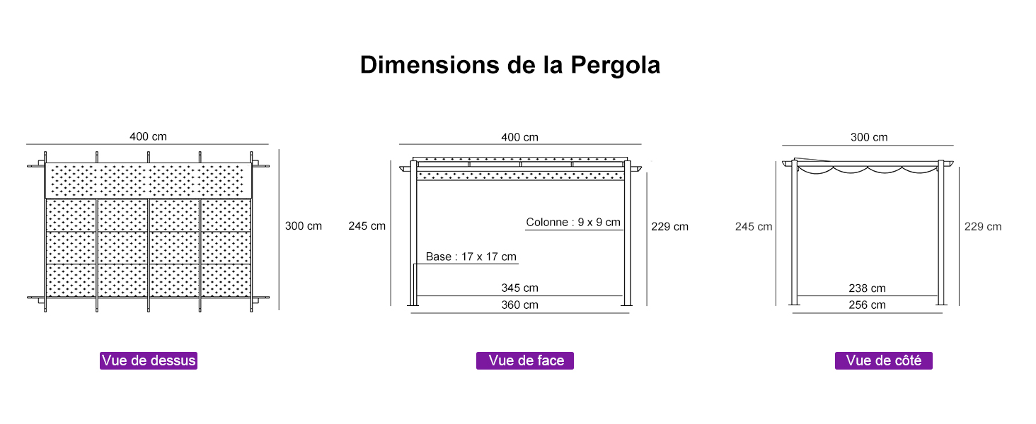 dimensions de la pergola Dimensions de la pergola