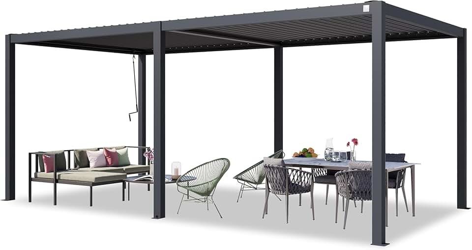 karaca-alisveris - Pergola série acier/aluminium - 3x6 m - lames orientables