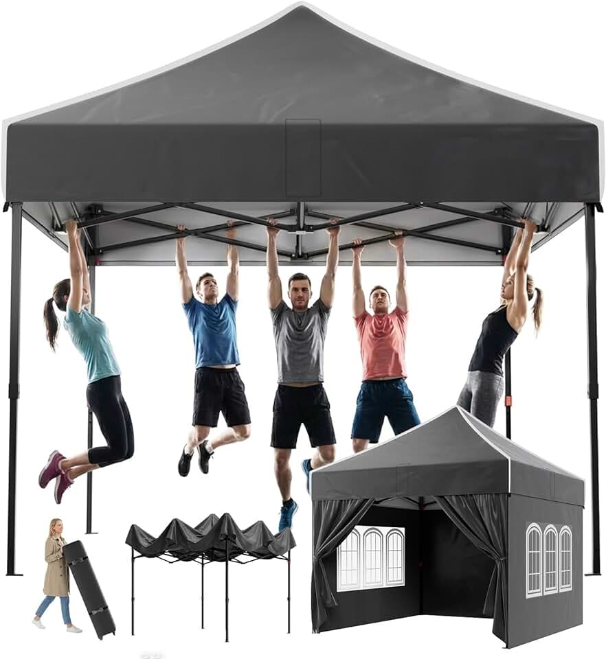 karaca-alisveris - tonnelle pliante - 3x3m - imperméable, UV50+, hauteur réglable, panneaux latéraux
