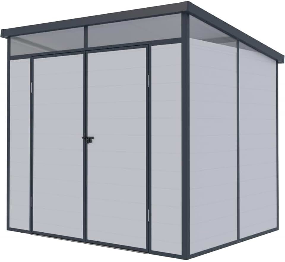 karaca-alisveris – Abri de jardin résine 4,10m² toit plat, double porte, aluminium