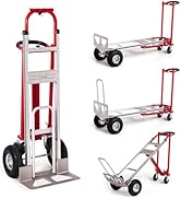karaca-alisveris 4-en-1 Diable Pliant en Aluminium,Chariot de Déménagement de Manutention 363/454 kg, Diab...
