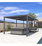 karaca-alisveris Pergola Bioclimatique 3,5 x 6,35 m en Aluminium, Tonnelle de Jardin Exterieur avec La...