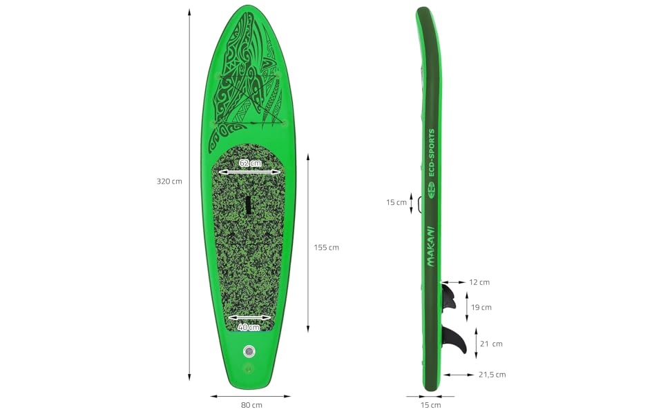 karaca-alisveris planche de stand up vert paddling makani 320x80x15 cm SUP gonflable paddle board de surf