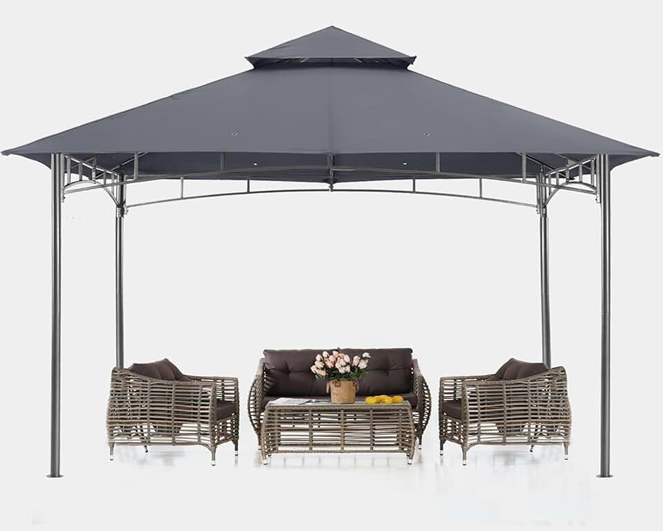 karaca-alisveris - tonnelle terrasse série – 3,05x3,05 m – cadre acier, gris foncé