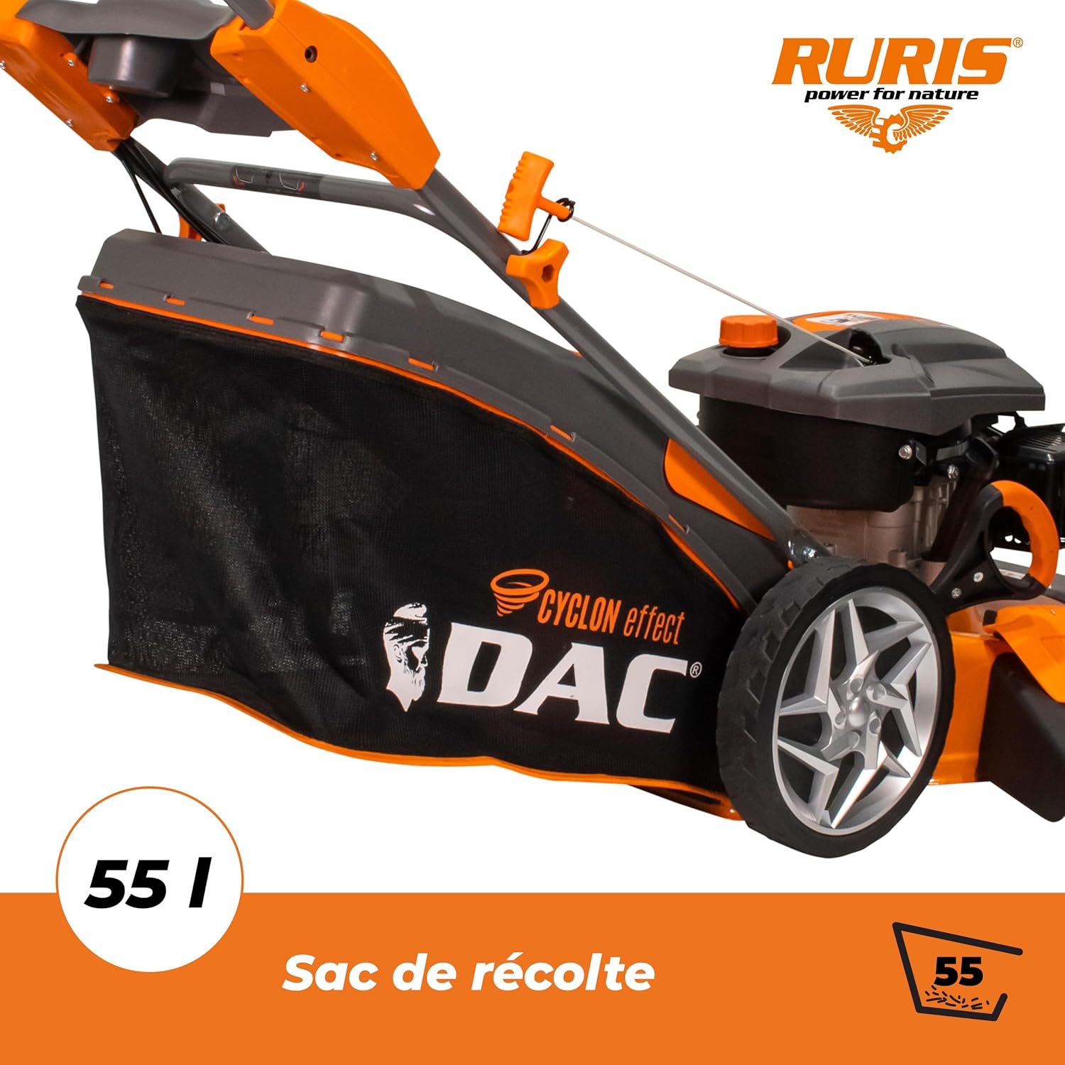 Ruris - tondeuse thermique 502mm 5CV sac 55L autopropulsée DAC150XL