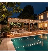 karaca-alisveris Pergola Bioclimatique en Effet Bois Aluminium 3.5 x 8.5 m, Pergola avec LED, Tonnelle...