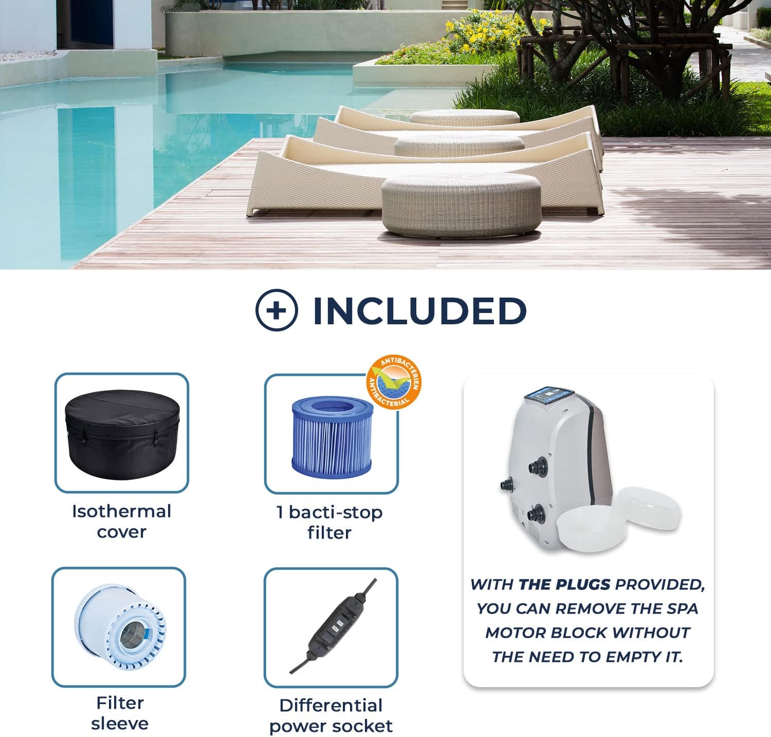 Netspa - Vita 4 places spa semi-rigide rond, confort compact SP-VIP140B
