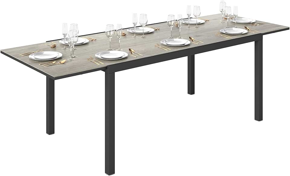 karaca-alisveris - Table Extensible rectangulaire - 160/240 cm - aluminium, acier, 6-8 personnes