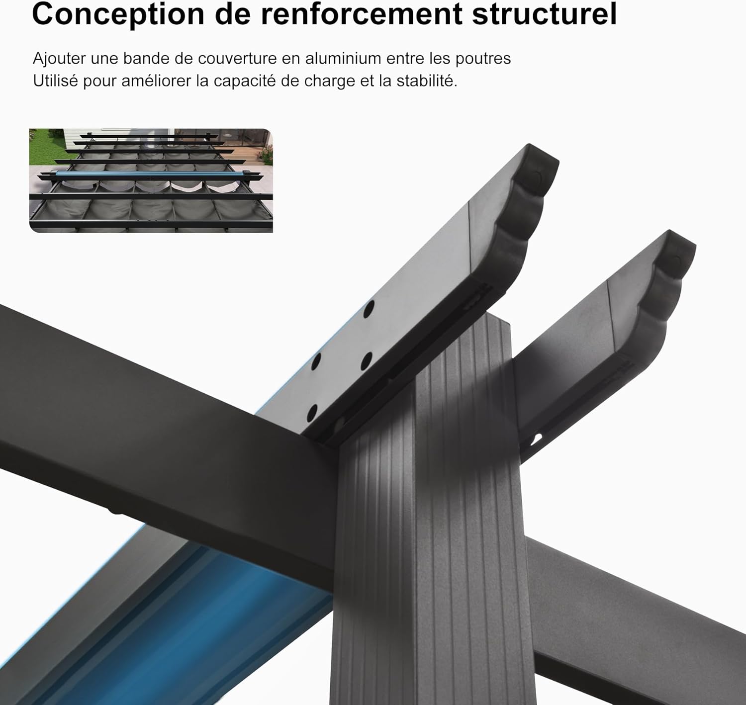 karaca-alisveris - Pergola aluminium 5,5x3m, éclairage LED, toit rétractable