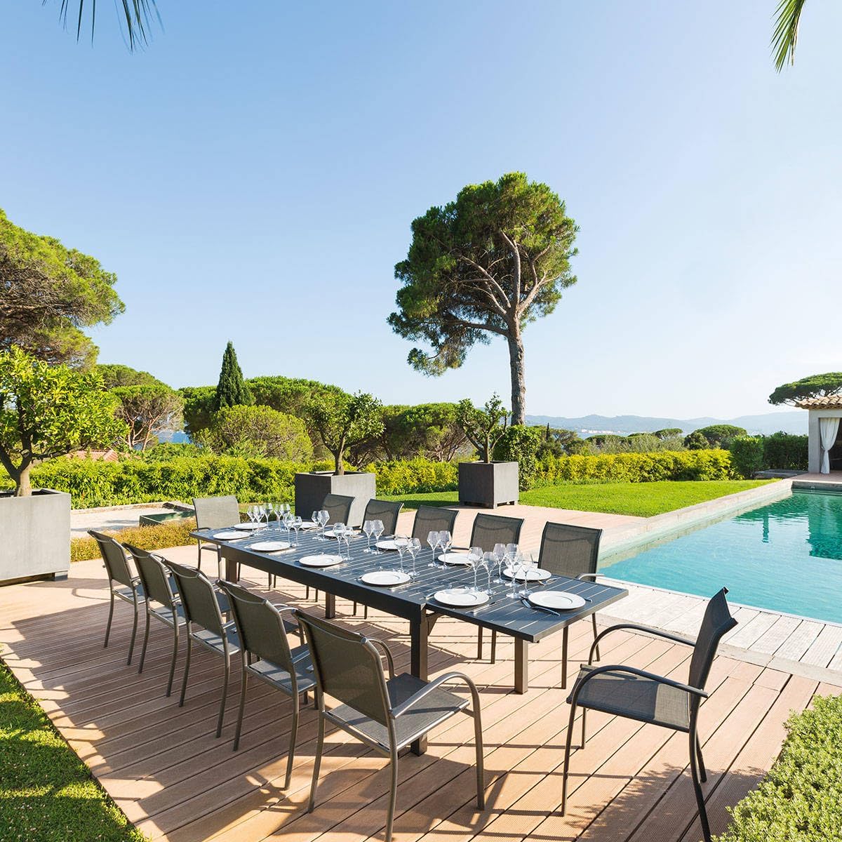 karaca-alisveris - Piazza - 230/340x100 cm - table extensible 12 places, aluminium antirouille