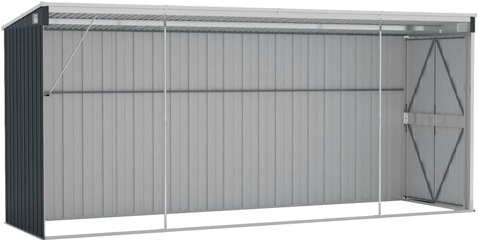karaca-alisveris Abri de Jardin Mural Anthracite 118x382x178 cm Acier,Structures extérieures, Cabanes & abris de Jardin,316231
