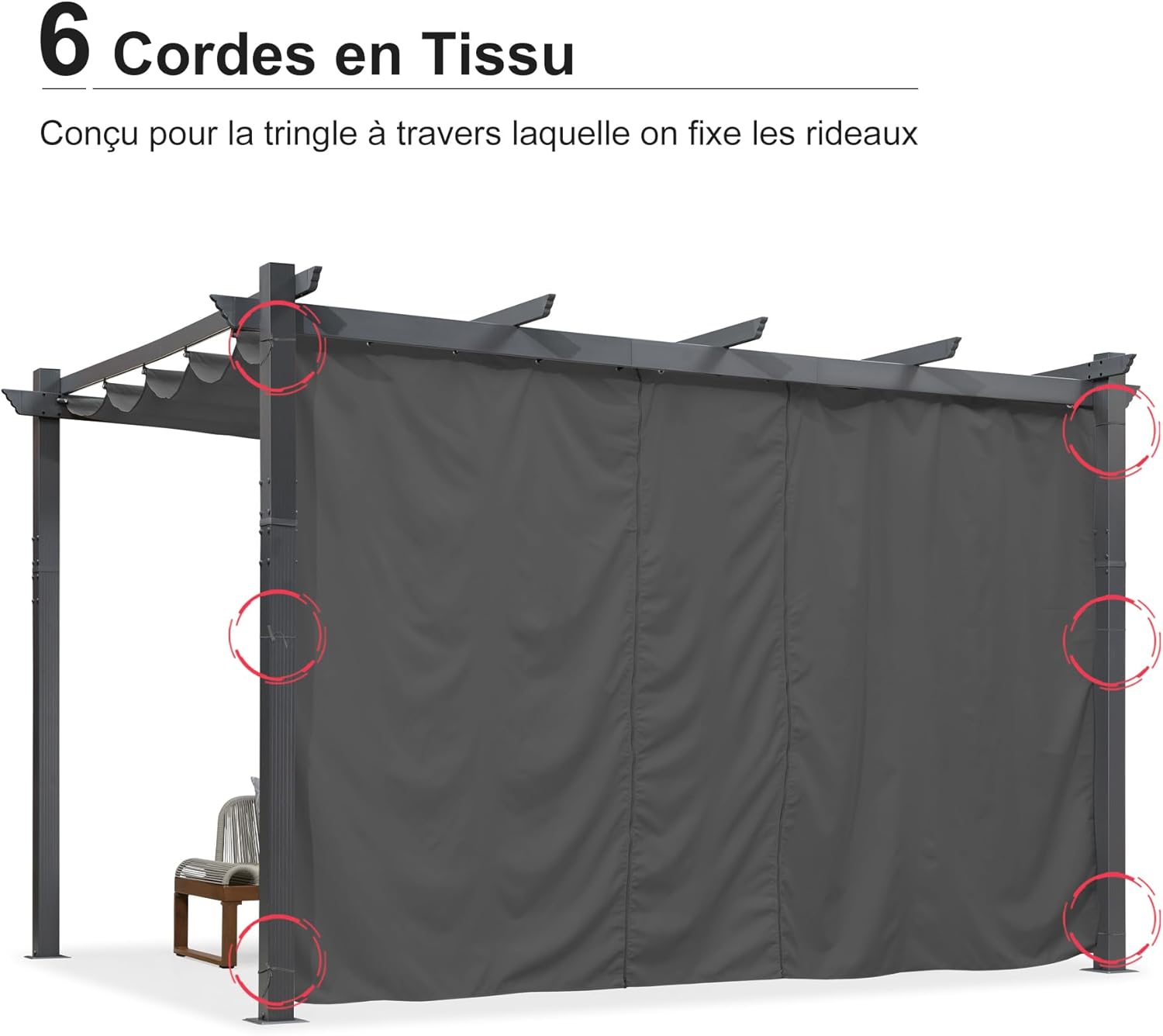 karaca-alisveris - pergola aluminium série 4x3m rideau toit coulissant gris