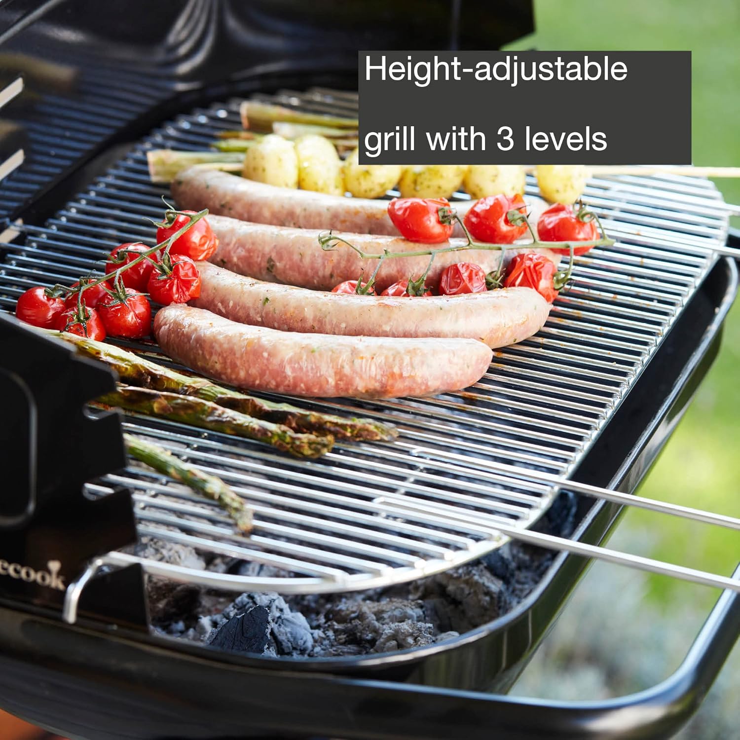 Barbecue charbon - acier émaillé Ø56x34 cm - noir - cuisson polyvalente