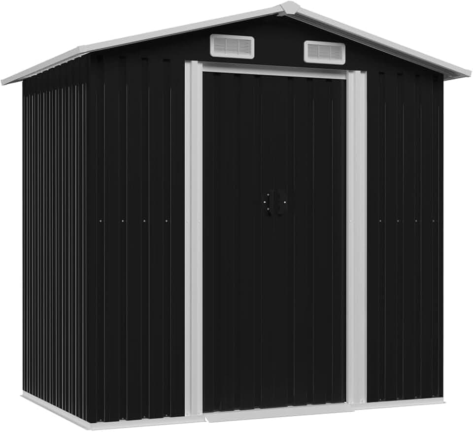 Abri de Stockage Métal Vert 204x132x186 cm Cabane Rangement Jardin (Anthracite)
