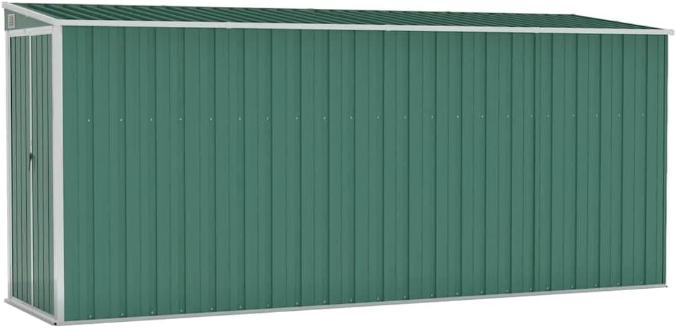 Abri de jardin mural vert - 118x382x178 cm - acier galvanisé, 47.9kg