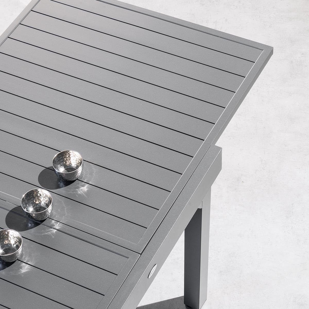 karaca-alisveris - Piazza extensible - 180/240x90 cm - alu gris, 8 places